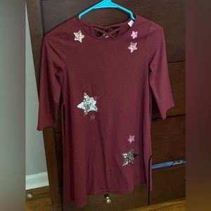 Justice maroon sequin stars girls dress size 10